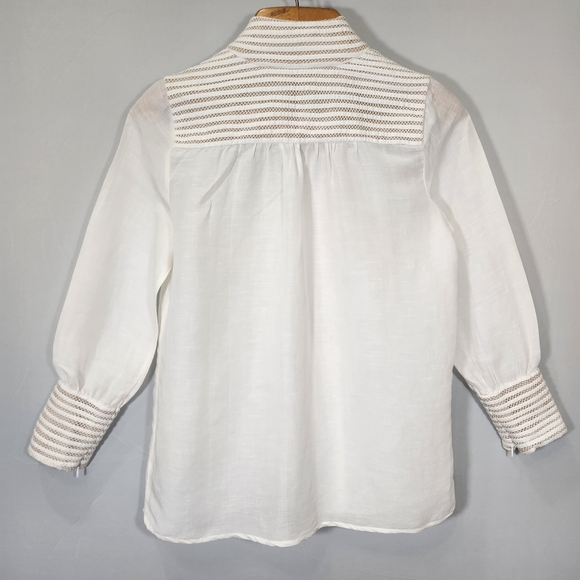 Soft Surroundings Bohemian Off White Lace-Trimmed Blouse Office Business Work - Picture 6 of 12